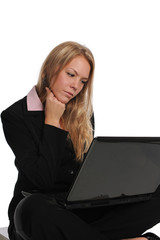 Young businesswoman on a laptop computer