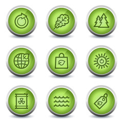 Ecology web icons set 3, green glossy set