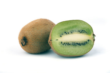 Two kiwifruits isolated on white background.