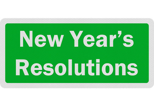 Photo realistic sign announcing 'New Year's Resolutions', isolat