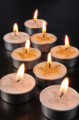 Obraz na płótnie Canvas Teelichter - Kerzen mit Sternen - Weihnachten