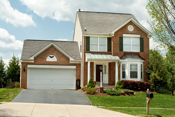 Front View Brick Single Family House Home Suburban Maryland, USA - 28723773