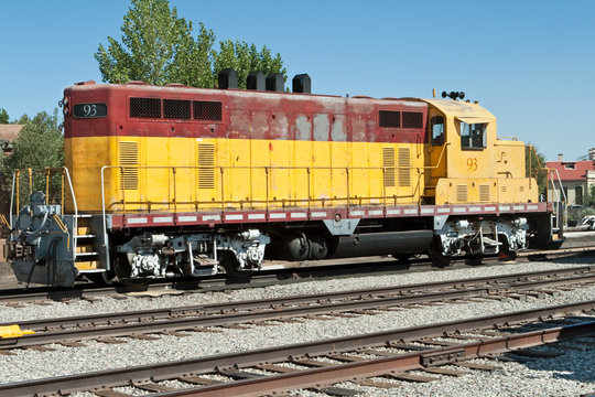 Diesel Locomotive Parked Train Yard Santa Fe, New Mexico, USA