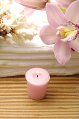 spa concept with orchid and candles