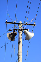 loudspeaker in the blue sky