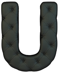 Luxury black leather font U letter