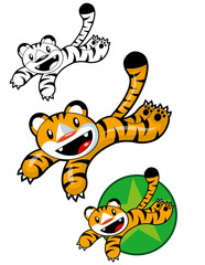 Funny Tiger Jumping and Smiling