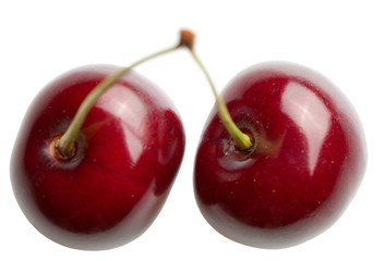 Macro of black cherry bunch