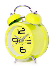 retro modern round green clock on white background