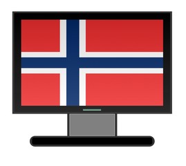 Drapeau de la Norvège sur un écran de télévision	