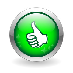 THUMBS UP Web Button (customer satisfaction like vote ok go yes)