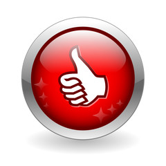 THUMBS UP Web Button (customer satisfaction vote like ok yes go)