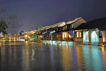 Fototapeta na wymiar Shanghai Xizha old village at night