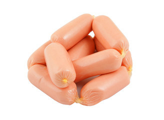 Fresh sausages isolated on white background