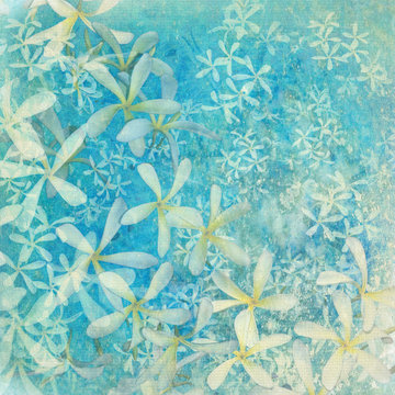 Fototapeta Glistening blue flower textured art background