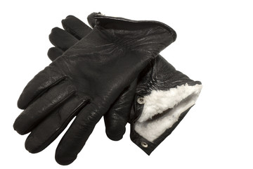 a pair of black leather winter gloves