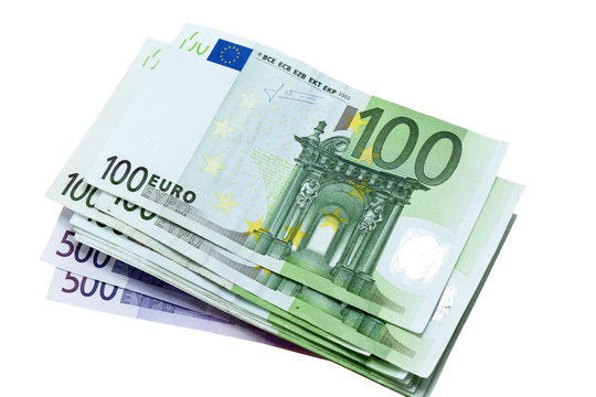 banknotes  euros isolated on a white background
