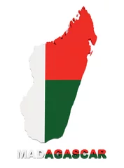 Fototapete Rund Madagascar, map with flag, isolated on white with clipping path © axellwolf