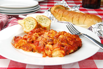 Plate of baked lasagna