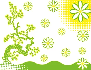Abwaschbare Fototapete abstract flower spring illustration vector green yellow © D. Kohn