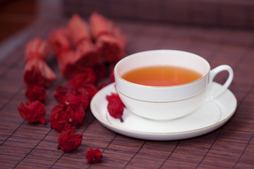 black tea in a white cup