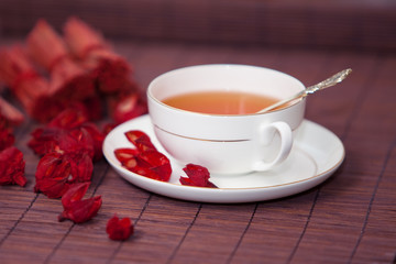 black tea in a white cup