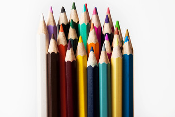 Colored pencils isolated in white