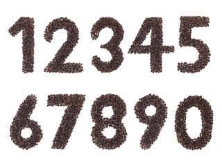 tabella deiNumeri fatti con caffè in grani