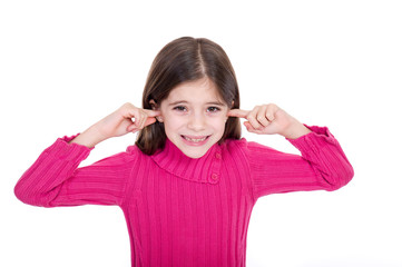 Girl putting finger on her ears