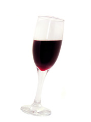 Red wine in a glass isolated on white background
