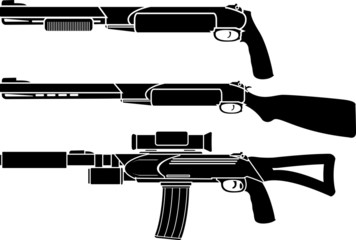 shotgun, gun and rifle. stencil