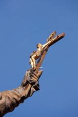 Fototapeta premium Fragment of the statue of the Saint Nepomucen