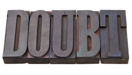 doubt - word in letterpress type