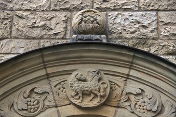 Stone Lamb of God ornament, Leipzig, Germany