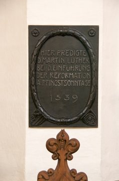 Commemorative Plate Martin Luther, Thomas Church, Leipzig