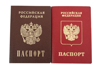 Two russian passports - national and international  type