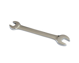 Metallic wrench on white