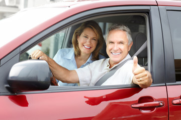 Senior couple in the car