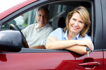 Senior couple in the car