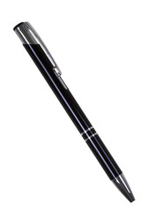 Automatic School Black Pen with Silver Trim; isolated