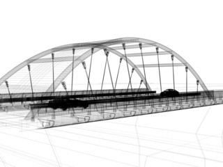 ponte passerella rendering 3d illustrazione wireframe progetto