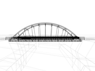 ponte passerella rendering 3d illustrazione wireframe progetto