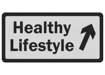 Photo realistic 'healthy lifestyle' sign, isolated on white