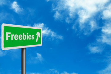 Photo realistic 'freebies' sign with space for text overlay