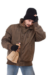 A portrait of a sad man