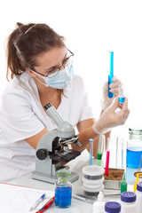 Fototapeta premium Young scientist woman working
