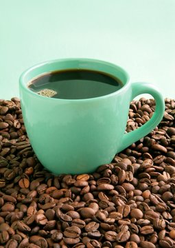 black coffee in green cup