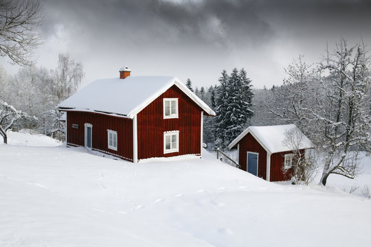 cottages in winter