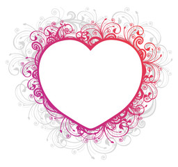 Vector illustration of floral heart frame