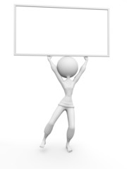 cute person with blank card